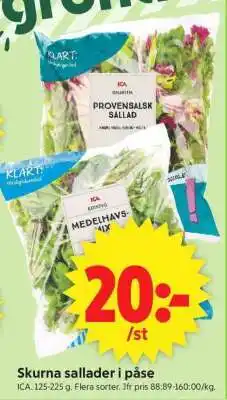 ICA Supermarket Skurna sallader i påse erbjuda