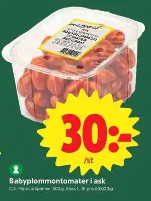 ICA Supermarket Babyplommontomater i ask erbjuda