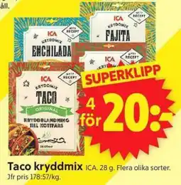 ICA Supermarket Taco KRYDDMIX erbjuda