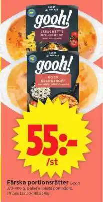 ICA Supermarket Färska portionsrätter Gooh erbjuda