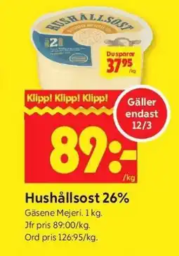ICA Supermarket Hushållsost 26% erbjuda
