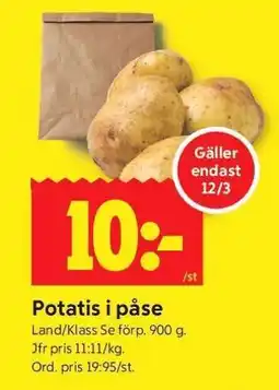 ICA Supermarket Potatis i påse erbjuda