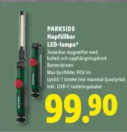 Lidl PARKSIDE Hopfällbar LED-lampa erbjuda