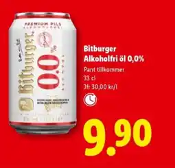 Lidl Bitburger Alkoholfri öl 0,0% erbjuda