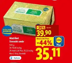 Lidl Matriket Svenskt smör erbjuda