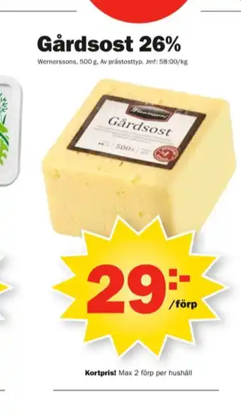 Pekås Wernerssons Gårdsost erbjuda