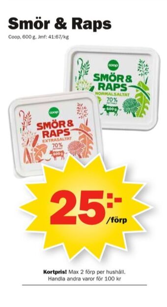 Pekås Coop Smör & Raps Smörgåsmargarin erbjuda