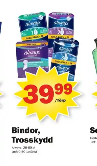 Pekås Always Trosskydd erbjuda