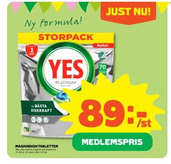 Stora Coop Yes Diskmaskintabs erbjuda