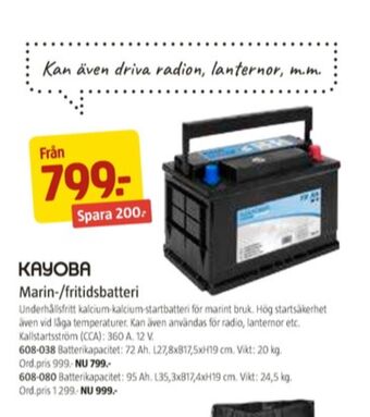 Jula Kayoba Marinbatteri erbjuda