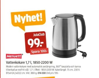 Jula Menuett Vattenkokare erbjuda