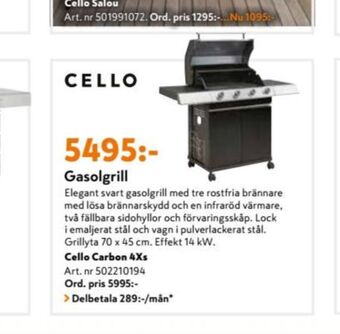 K-rauta Cello Gasolgrill erbjuda