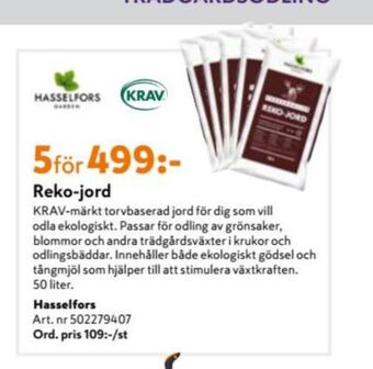 K-rauta Hasselfors Garden Plantjord erbjuda