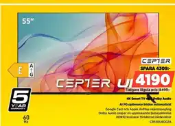 Power Cepter 4k smart tv red dolby audio ai pq optimerar bilden automatiskt erbjuda