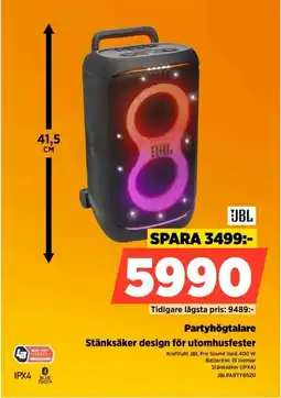 Power Jbl partyhögtalare stänksäker design för utomhusfester erbjuda