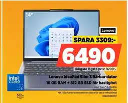 Power Lenovo lenovo ideapad slim 3 bärbar dator 16 gb ram + 512 gb ssd för hastighet erbjuda