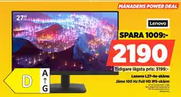Power Lenovo L27-4e-skärm Jämn 100 Hz Full HD IPS-skärm erbjuda