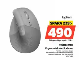 Power Logitech trådlös mus ergonomisk vertikal mus erbjuda