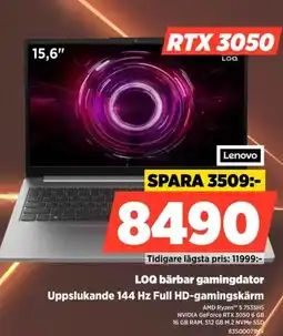 Power Lenovo LOQ bärbar gamingdator Uppslukande 144 Hz Full HD-gamingskärm erbjuda