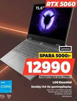 Power Lenovo loq essential smidig 144 hz gamingdisplay erbjuda