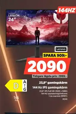 Power Lenovo 23,8" gamingskärm 144 Hz IPS gamingskärm erbjuda