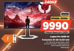 Power Lenovo Legion Pro 32UD-10 Fantastisk 4K QD-OLED-bild erbjuda