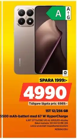 Power Mi 15t 12/256 gb 5500 mah-batteri med 67 w hypercharge erbjuda