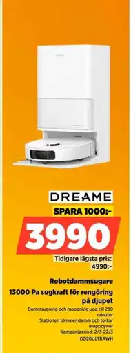 Power Dreame robotdammsugare 13000 pa sugkraft för rengöring på djupet erbjuda