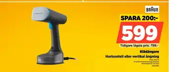 Power Braun Klädångare Horisontell eller vertikal ångning erbjuda