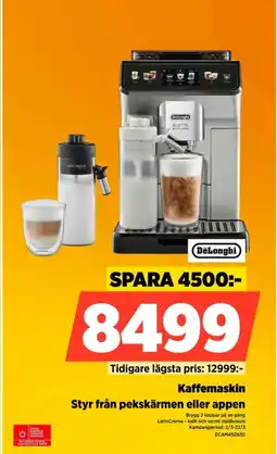 Power Delonghi kaffemaskin styr från pekskärmen eller appen erbjuda
