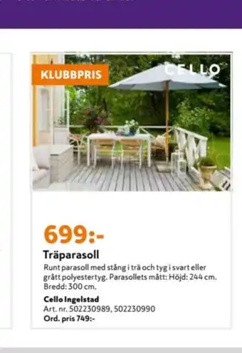 K-rauta Cello Parasoll erbjuda