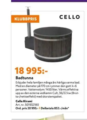 K-rauta Cello Badtunna erbjuda