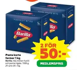 Stora Coop Pasta korta former 1 kg erbjuda