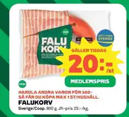 Coop Falukorv erbjuda