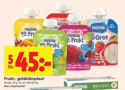 ICA Kvantum Nestlé Frukt-, grötklämpåsar erbjuda