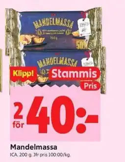 ICA Kvantum ICA Mandelmassa erbjuda