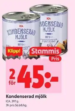 ICA Kvantum ICA Kondenserad mjölk erbjuda