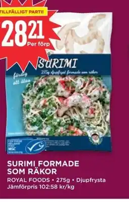 Willys Surimi formade som räkor erbjuda