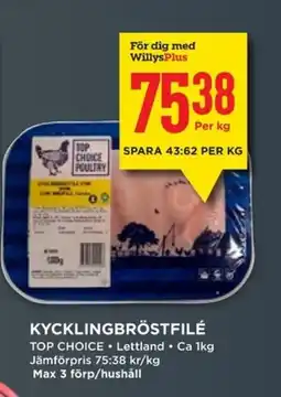 Willys TOP CHOICE Kycklingbröstfilé erbjuda