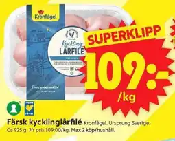 ICA Supermarket Kronfågel Färsk kycklinglårfilé erbjuda