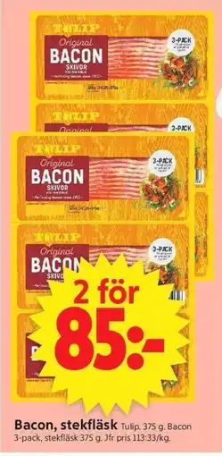 ICA Supermarket TULIP Bacon, stekfläsk erbjuda