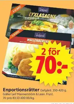 ICA Supermarket Dafgård Enportionsrätter erbjuda