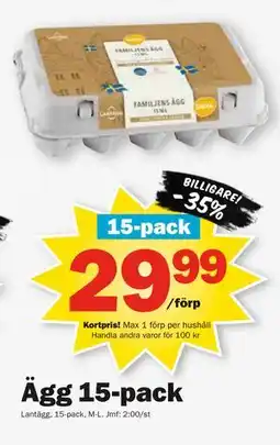 Pekås Ägg 15-pack, Medlemspris erbjuda