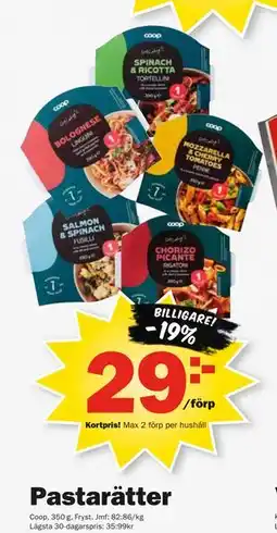 Pekås Pastarätter, Medlemspris erbjuda