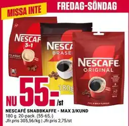ÖoB NESCAFÉ SNABBKAFFE - MAX 3/KUND erbjuda
