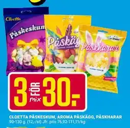 ÖoB CLOETTA PÅSKESKUM, AROMA PÅSKÄGG, PÅSKHARAR erbjuda