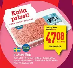Willys FLÄSKFÄRS, Medlemspris erbjuda