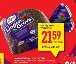 Willys LINGONGROVA, GULDKORN, Medlemspris erbjuda