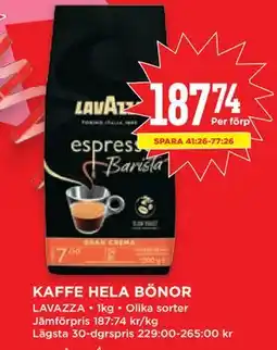 Willys KAFFE HELA BÖNOR erbjuda