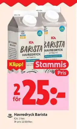 ICA Kvantum Havredryck Barista, Medlemspris erbjuda